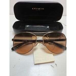 Coach Aviator Sunglasses Light Gold Brown Gradient  HC 7077